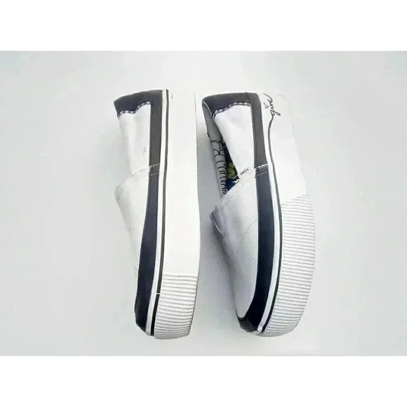 Toms Alpargata Boardwalk Womens Loafer Flats Size 9. 5 White Black Canvas - Picture 2 of 5